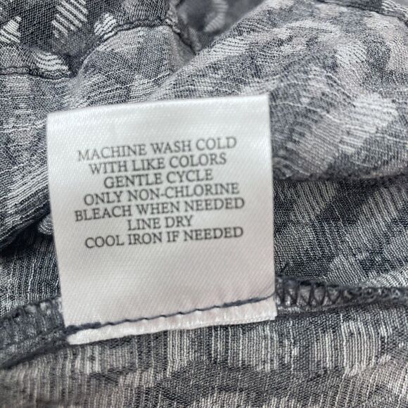 Fred David Ikat Peasant Blouse 2X – Gray Boho Tunic Balloon Sleeve Top - Picture 16 of 16